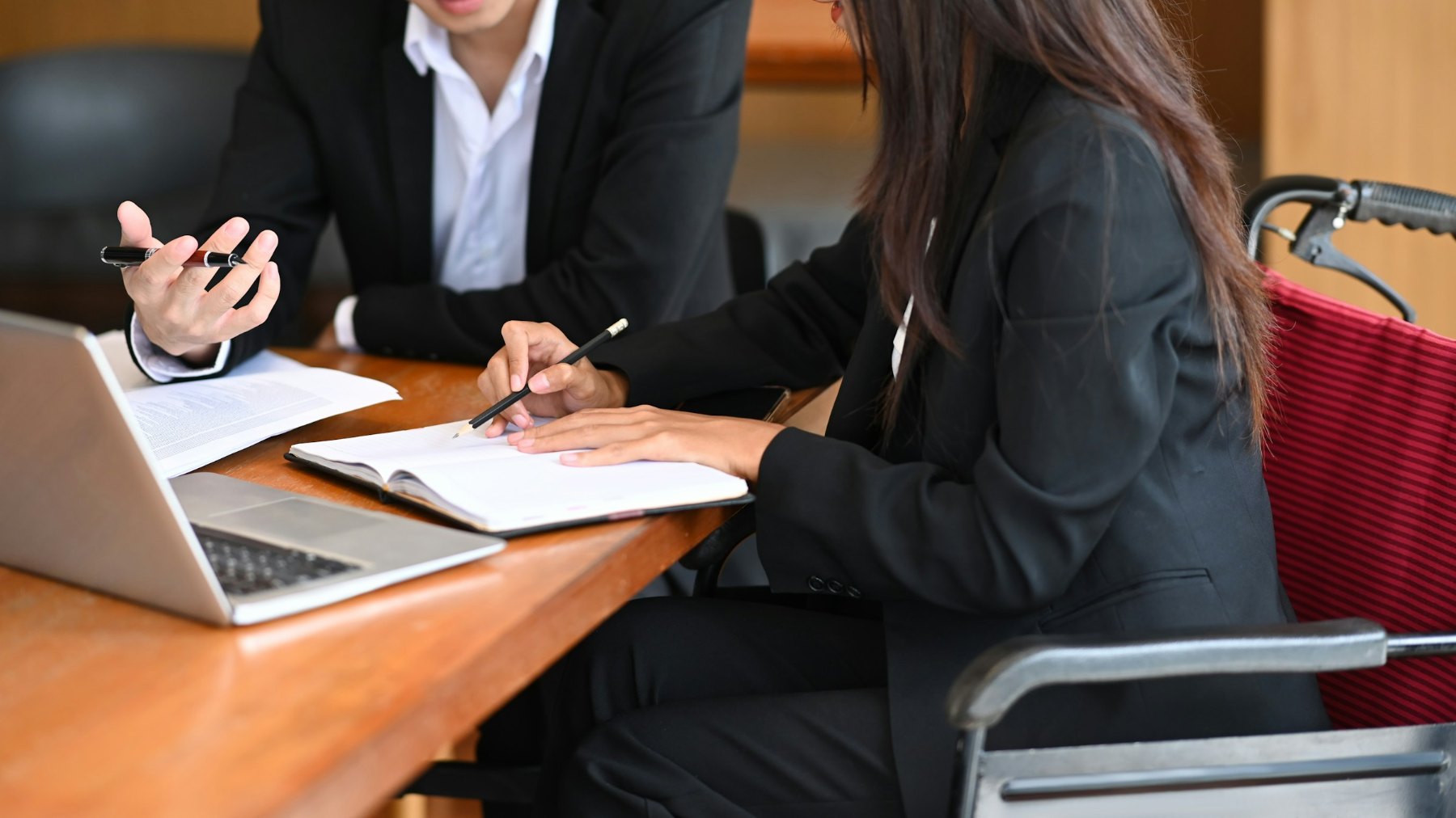 Meeting at a desk